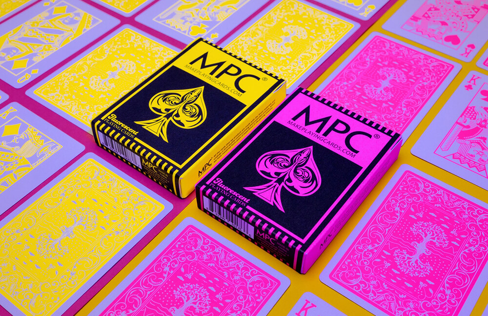Bubble Gum Pink & Yellow Fluorescent Ink Playing Cards