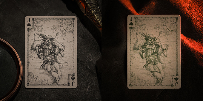 Jack of Spades (Left: Mahogany Ed; Right: Green Ed.)